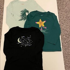 Cat & Jack Toddler Size 3T Long Sleeve Tees Black, Green, Mint Green BUNDLE SET